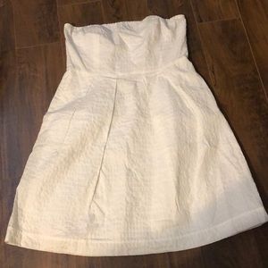JCrew white, strapless dress, with pockets, 14